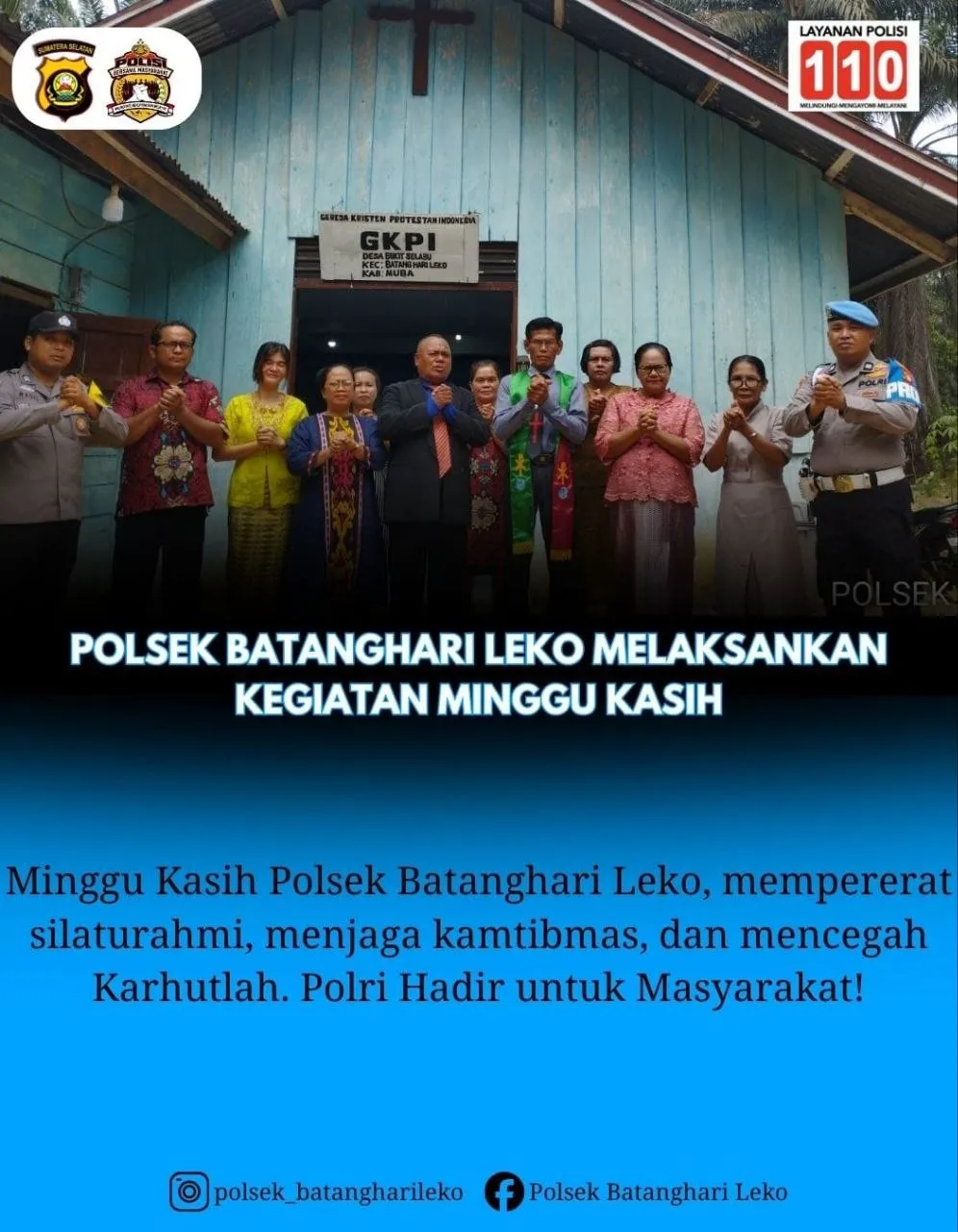 Kapolsek Batanghari Leko Ajak Jemaat GKPI Waspadai Gangguan Kamtibmas